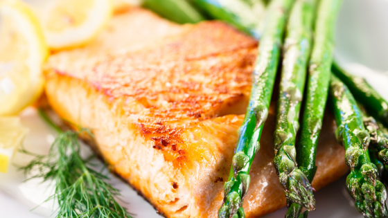 Nutrient-Rich Steamed Salmon with Asparagus and Kimchi
